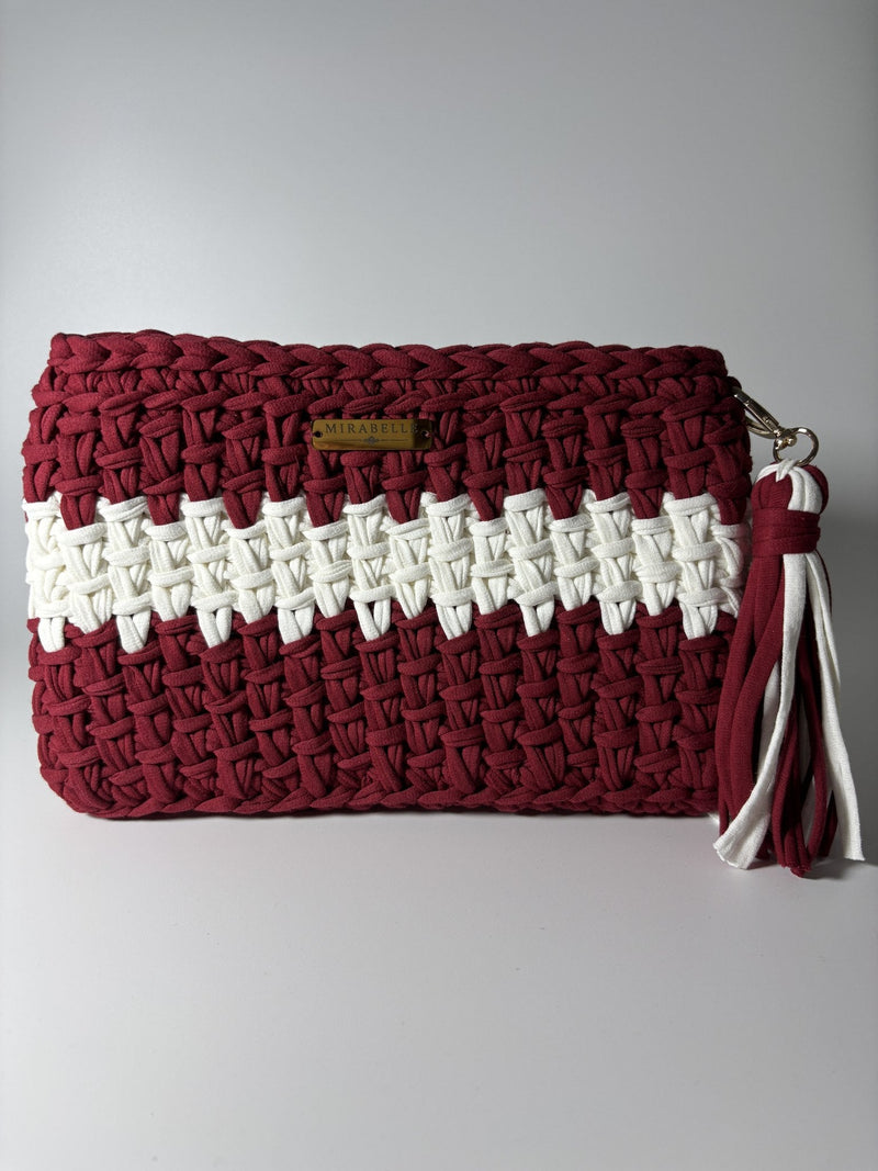 Maïa Clutch – Burgundy and white